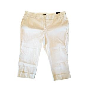 Lane Bryant 24 "The Lena" Cropped Cuffed Pants Tan/White Striped 24 NWT‎ $70
